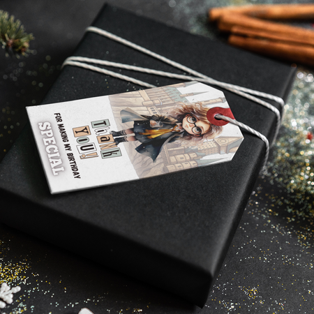 Harry Potter - Girl Theme Thank You Cards & Return Gift Tags - 30Pcs, 2x3.5, 250 GSM Cardstock, Green & Black (Harry Potter - Girl)