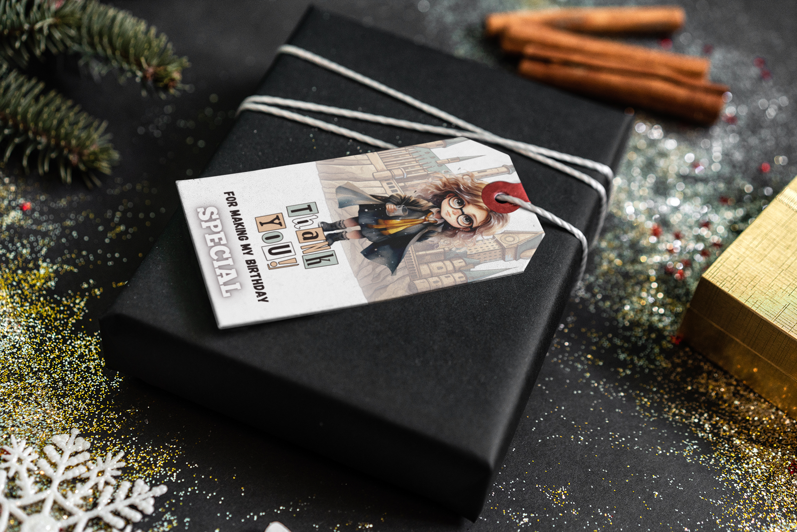 Harry Potter - Girl Theme Thank You Cards & Return Gift Tags - 30Pcs, 2x3.5, 250 GSM Cardstock, Green & Black (Harry Potter - Girl)