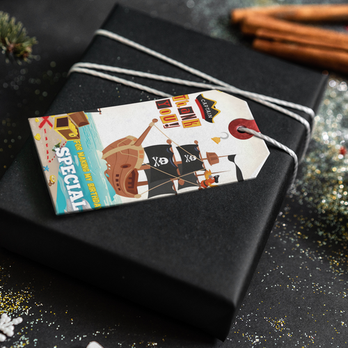Load image into Gallery viewer, Pirates Theme Thank You Cards &amp; Return Gift Tags - 30Pcs, 2x3.5, 250 GSM Cardstock, Green &amp; Black (Pirates)
