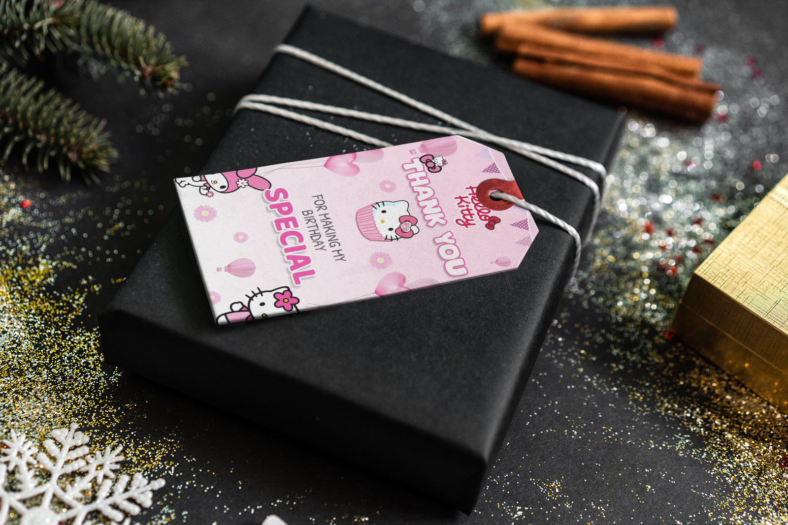 Hello Kitty Theme Thank You Cards & Return Gift Tags - 30Pcs, 2x3.5, 250 GSM Cardstock, Green & Black (Hello Kitty)