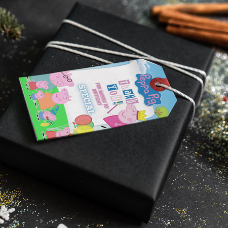 Peppa Pig Theme Thank You Cards & Return Gift Tags - 30Pcs, 2x3.5, 250 GSM Cardstock, Green & Black (Peppa Pig)