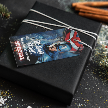 Captain America Theme Thank You Cards & Return Gift Tags - 30Pcs, 2x3.5, 250 GSM Cardstock, Green & Black (Captain America)