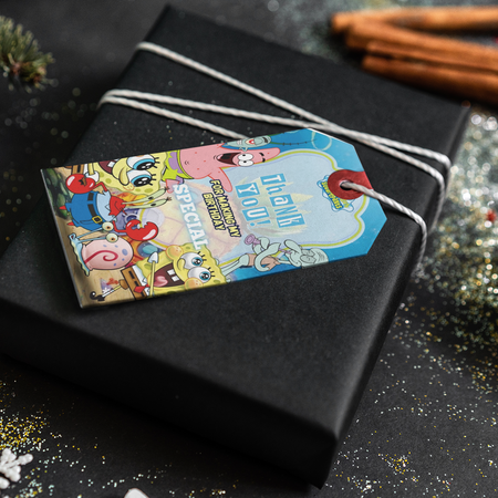 SpongeBob Squarepants Theme Thank You Cards & Return Gift Tags - 30Pcs, 2x3.5, 250 GSM Cardstock, Green & Black (SpongeBob Squarepants)