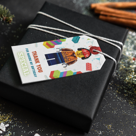 Lego Theme Thank You Cards & Return Gift Tags - 30Pcs, 2x3.5, 250 GSM Cardstock, Green & Black (Lego)