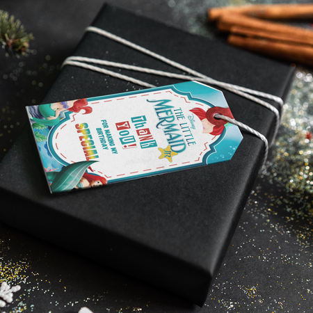 Mermaid Theme Thank You Cards & Return Gift Tags - 30Pcs, 2x3.5, 250 GSM Cardstock, Green & Black (Mermaid)…