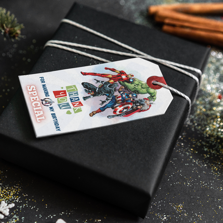 Avengers Theme Thank You Cards & Return Gift Tags - 30Pcs, 2x3.5, 250 GSM Cardstock, Green & Black (Avengers)