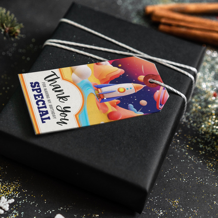 Rocket Theme Thank You Cards & Return Gift Tags - 30Pcs, 2x3.5, 250 GSM Cardstock (Rocket)