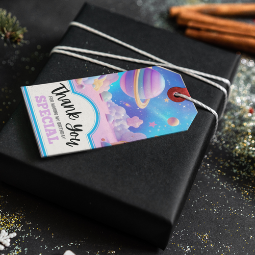 Load image into Gallery viewer, Space Theme Thank You Cards &amp; Return Gift Tags - 30Pcs, 2x3.5, 250 GSM Cardstock (Space)
