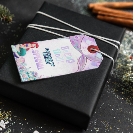 Mermaid Theme Thank You Cards & Return Gift Tags - 30Pcs, 2x3.5, 250 GSM Cardstock, Green & Black (Mermaid 1)