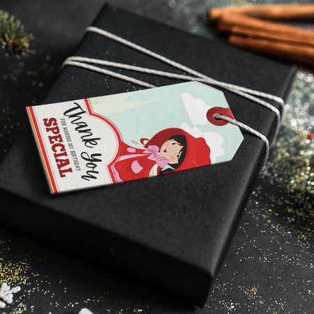 Red Ridinghood Theme Thank You Cards & Return Gift Tags - 30Pcs, 2x3.5, 250 GSM Cardstock (Red Ridinghood)