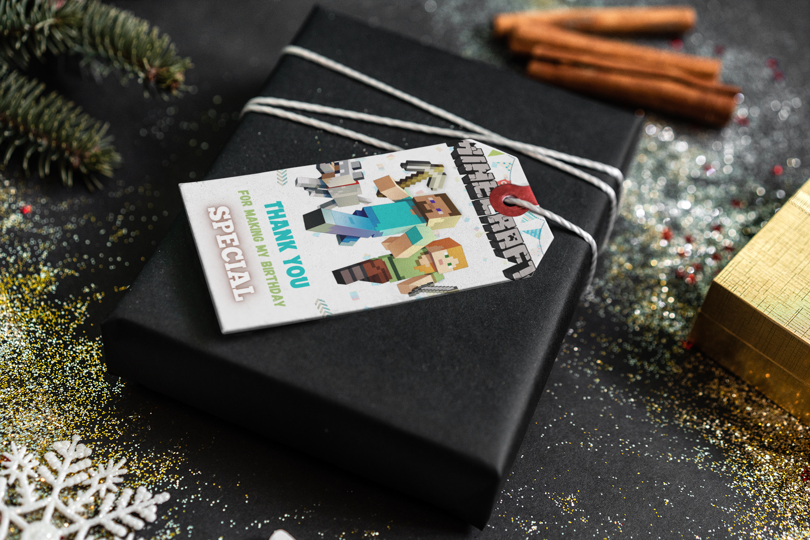 Minecraft Theme Thank You Cards & Return Gift Tags - 30Pcs, 2x3.5, 250 GSM Cardstock, Green & Black (Minecraft 1)
