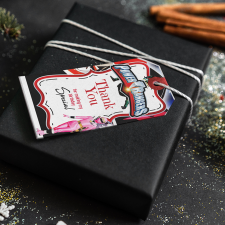 Power Rangers Theme Thank You Cards & Return Gift Tags - 30Pcs, 2x3.5, 250 GSM Cardstock (Power Rangers)