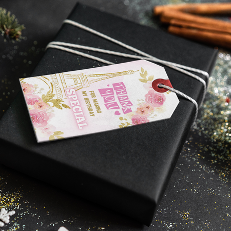 Paris Theme Thank You Cards & Return Gift Tags - 30Pcs, 2x3.5, 250 GSM Cardstock, Green & Black (Paris)