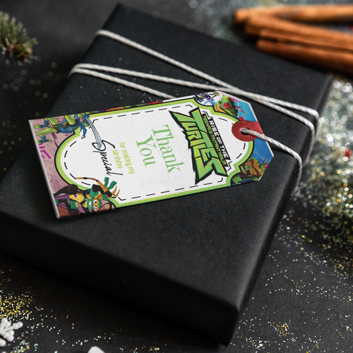 Load image into Gallery viewer, Ninja Turtles Theme Thank You Cards &amp; Return Gift Tags - 30Pcs, 2x3.5, 250 GSM Cardstock (Ninja Turtles)
