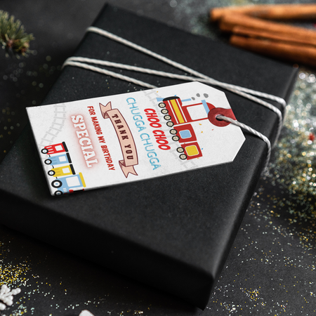 Train Theme Thank You Cards & Return Gift Tags - 30Pcs, 2x3.5, 250 GSM Cardstock, Green & Black (Train)