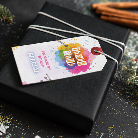 Art & Craft Theme Thank You Cards & Return Gift Tags - 30Pcs, 2x3.5, 250 GSM Cardstock, Green & Black (Art & Craft)