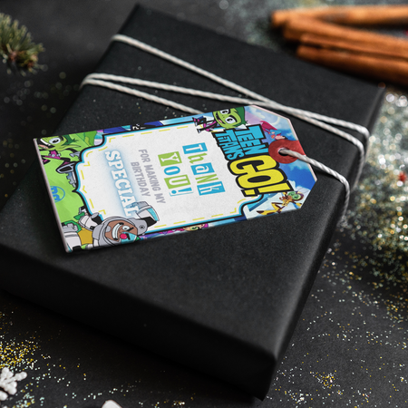 Teen Titans Go Theme Thank You Cards & Return Gift Tags - 30Pcs, 2x3.5, 250 GSM Cardstock (Teen Titans Go)