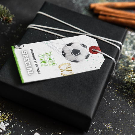 Footall Theme Thank You Cards & Return Gift Tags - 30Pcs, 2x3.5, 250 GSM Cardstock, Green & Black (Football)