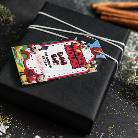 Mickey Mouse Theme Thank You Cards & Return Gift Tags - 30Pcs, 2x3.5, 250 GSM Cardstock, Green & Black (Mickey Mouse)