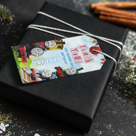 Thomas - The Train Theme Thank You Cards & Return Gift Tags - 30Pcs, 2x3.5, 250 GSM Cardstock, Green & Black (Thomas - The Train)