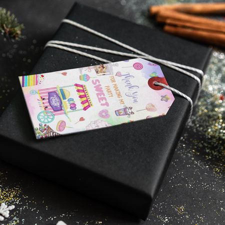 Candy Shop Theme Thank You Cards & Return Gift Tags - 30Pcs, 2x3.5, 250 GSM Cardstock, Green & Black (Candy Shop)