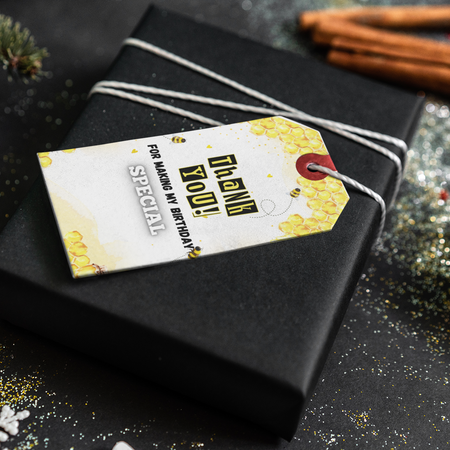 Bumble Bee Theme Thank You Cards & Return Gift Tags - 30Pcs, 2x3.5, 250 GSM Cardstock, Green & Black (Bumble Be)