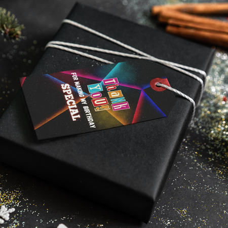 Neon Theme Thank You Cards & Return Gift Tags - 30Pcs, 2x3.5, 250 GSM Cardstock, Green & Black (Neon)