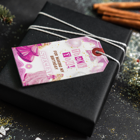 Barbie Theme Thank You Cards & Return Gift Tags - 30Pcs, 2x3.5, 250 GSM Cardstock, Green & Black (Barbie)