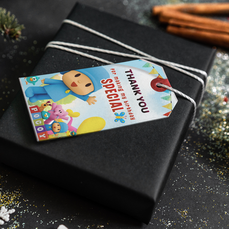 Pocoyo Theme Thank You Cards & Return Gift Tags - 30Pcs, 2x3.5, 250 GSM Cardstock (Pocoyo)