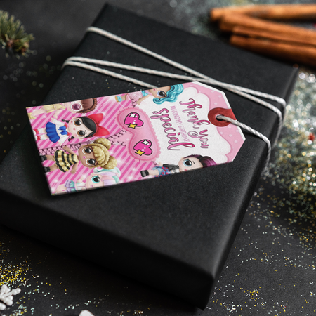 Lol Doll Theme Thank You Cards & Return Gift Tags - 30Pcs, 2x3.5, 250 GSM Cardstock, Green & Black (Lol Doll)