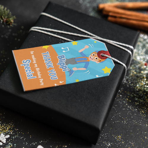 Load image into Gallery viewer, Blippi Theme Thank You Cards &amp; Return Gift Tags - 30Pcs, 2x3.5, 250 GSM Cardstock (Blippi)
