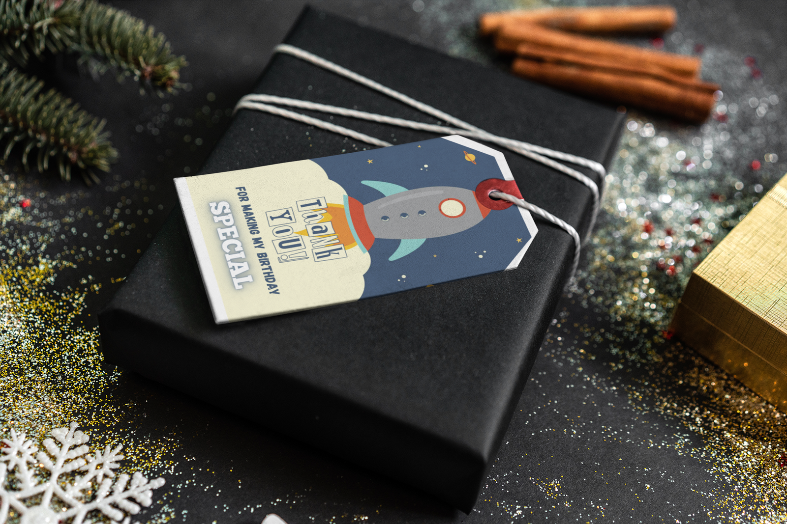 Space - Astronaut - Rocket Theme Thank You Cards & Return Gift Tags - 30Pcs, 2x3.5, 250 GSM Cardstock, Green & Black (Space - Astronaut - Rocket)