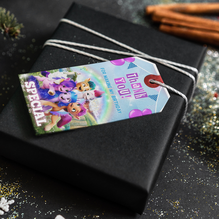 Little Pony Theme Thank You Cards & Return Gift Tags - 30Pcs, 2x3.5, 250 GSM Cardstock, Green & Black (Little Pony)