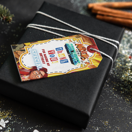 PartyDecor Mall Mitchells vs Machines Theme Thank You Cards & Return Gift Tags - 30Pcs, 2x3.5, 250 GSM Cardstock (Mitchells vs Machines)