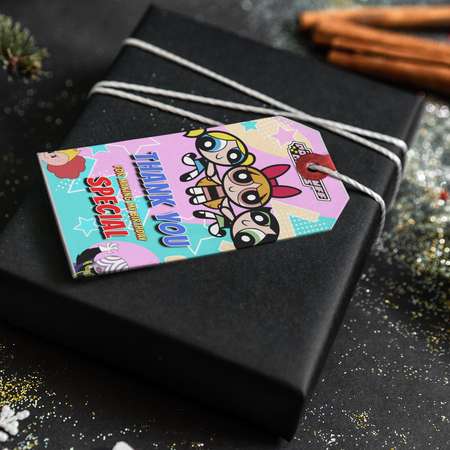 Powerpuff Girls Theme Thank You Cards & Return Gift Tags - 30Pcs, 2x3.5, 250 GSM Cardstock (Powerpuff Girls)