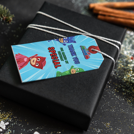 PJ Masks Theme Thank You Cards & Return Gift Tags - 30Pcs, 2x3.5, 250 GSM Cardstock (PJ Masks)