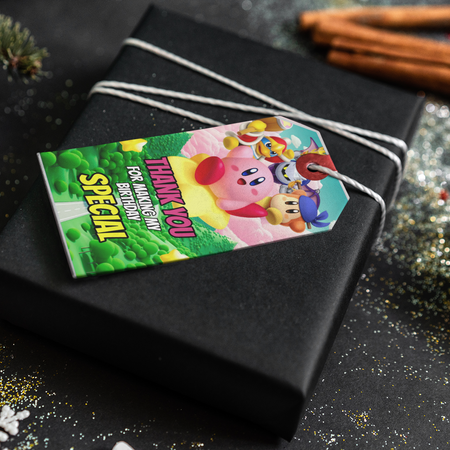 Kirby Pink Theme Thank You Cards & Return Gift Tags - 30Pcs, 2x3.5, 250 GSM Cardstock (Kirby Pink)