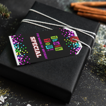 Neon Theme Thank You Cards & Return Gift Tags - 30Pcs, 2x3.5, 250 GSM Cardstock, Green & Black (Neon1)