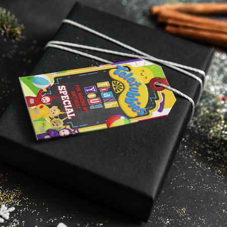 PartyDecor Mall Teletubbies Theme Thank You Cards & Return Gift Tags - 30Pcs, 2x3.5, 250 GSM Cardstock (Teletubbies)