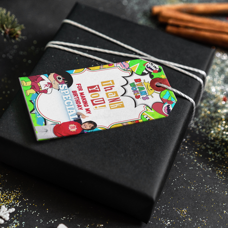 PartyDecor Mall Ryan's World Theme Thank You Cards & Return Gift Tags - 30Pcs, 2x3.5, 250 GSM Cardstock (Ryan's World)