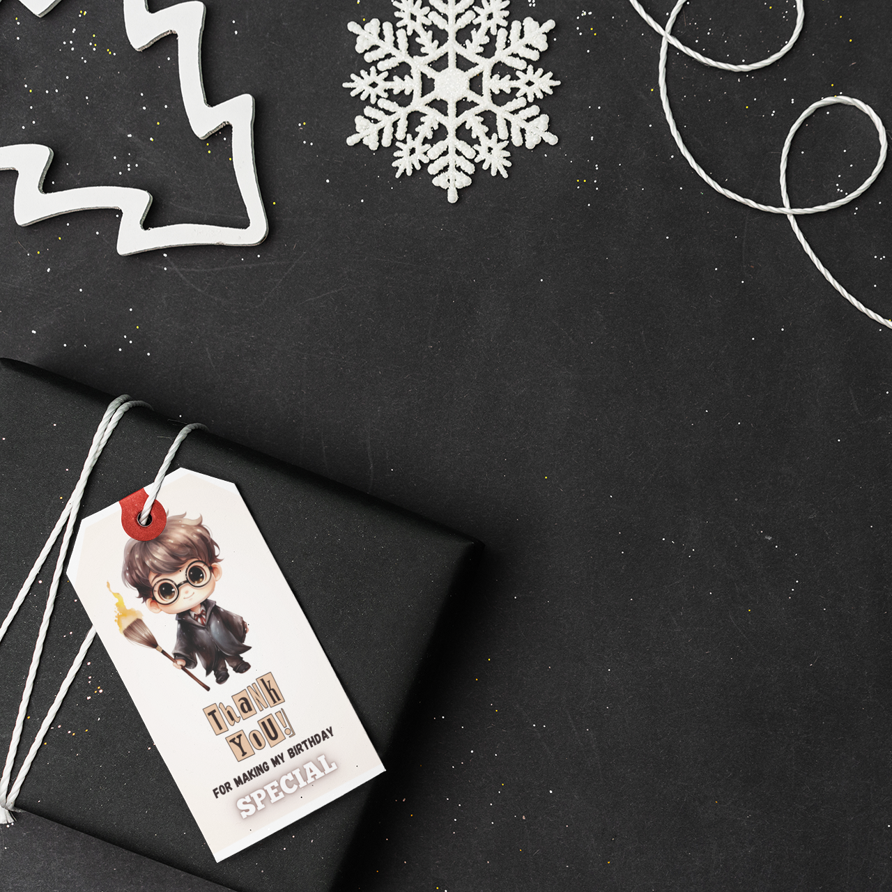 Harry Potter - Boy Theme Thank You Cards & Return Gift Tags - 30Pcs, 2x3.5, 250 GSM Cardstock, Green & Black (Harry Potter - Boy)