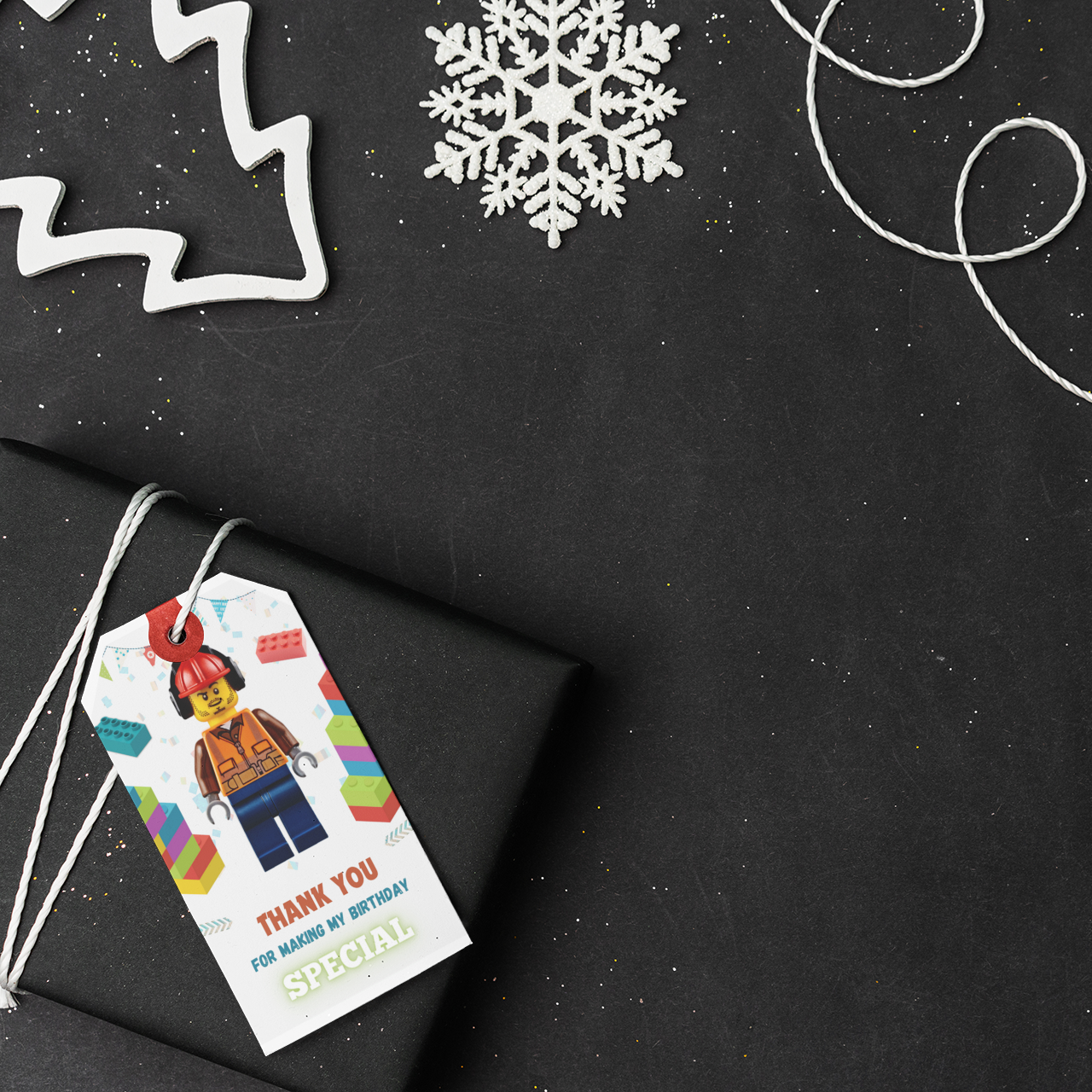 Lego Theme Thank You Cards & Return Gift Tags - 30Pcs, 2x3.5, 250 GSM Cardstock, Green & Black (Lego)