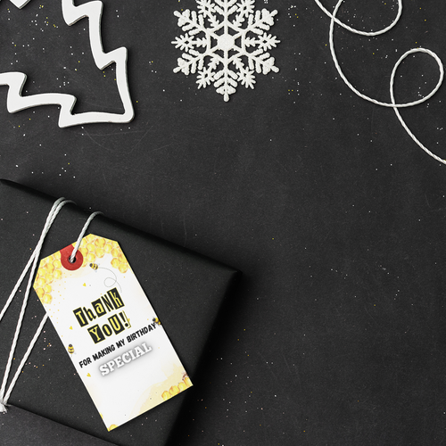Load image into Gallery viewer, Bumble Bee Theme Thank You Cards &amp; Return Gift Tags - 30Pcs, 2x3.5, 250 GSM Cardstock, Green &amp; Black (Bumble Be)
