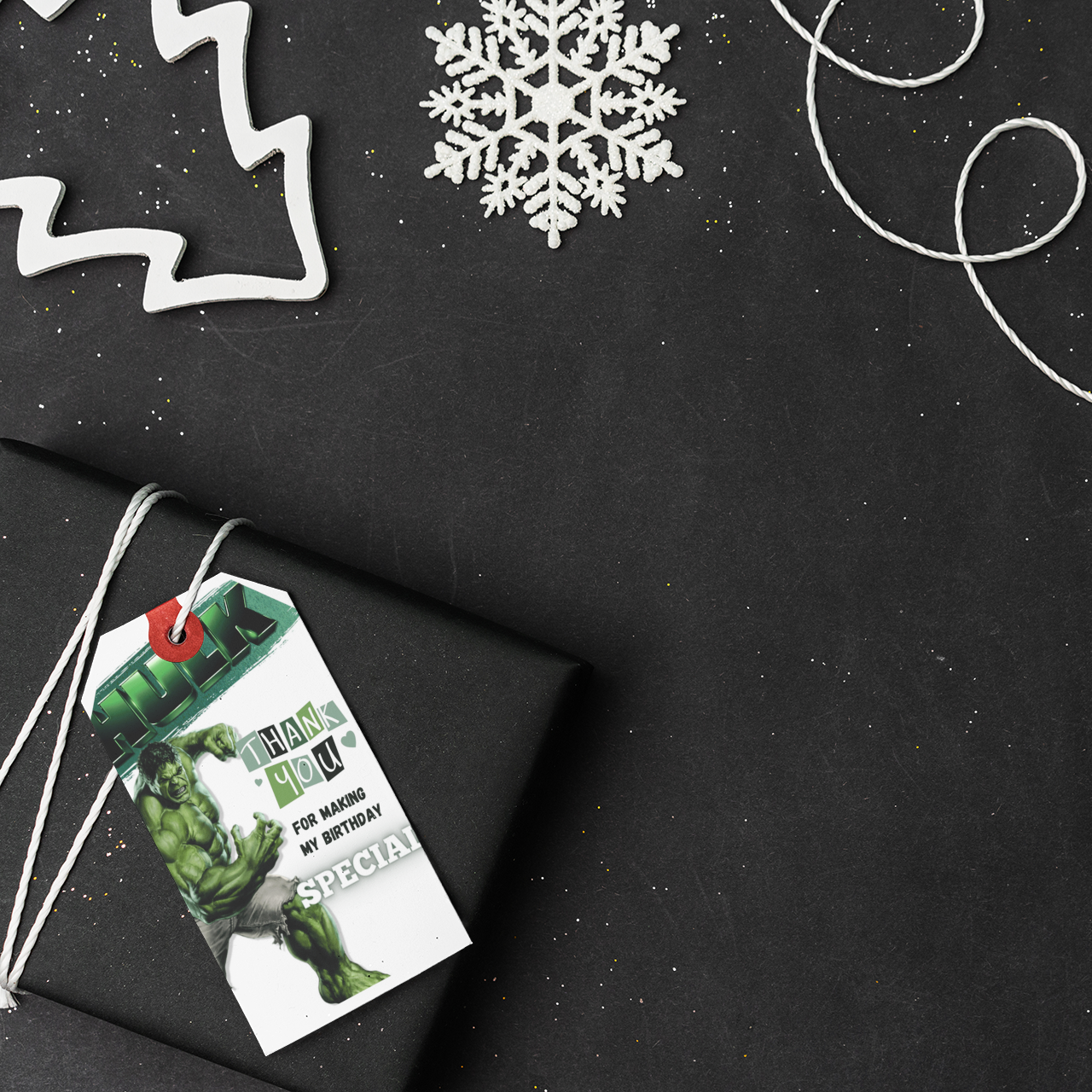 Hulk Theme Thank You Cards & Return Gift Tags - 30Pcs, 2x3.5, 250 GSM Cardstock, Green & Black (Hulk)