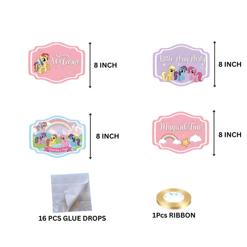 Load image into Gallery viewer, Little Pony Door/Wall Hanging Dangler- (42 Inches/250 GSM Cardstock/Pink &amp; Purple/6Pcs)
