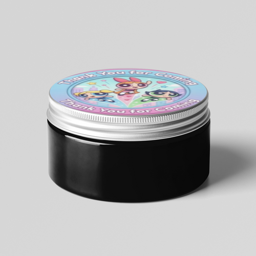 Load image into Gallery viewer, Powerpuff Girls Theme- Return Gift/birthday decor Thankyou Sticker (6 CM/Sticker/Mixcolour/24Pcs)
