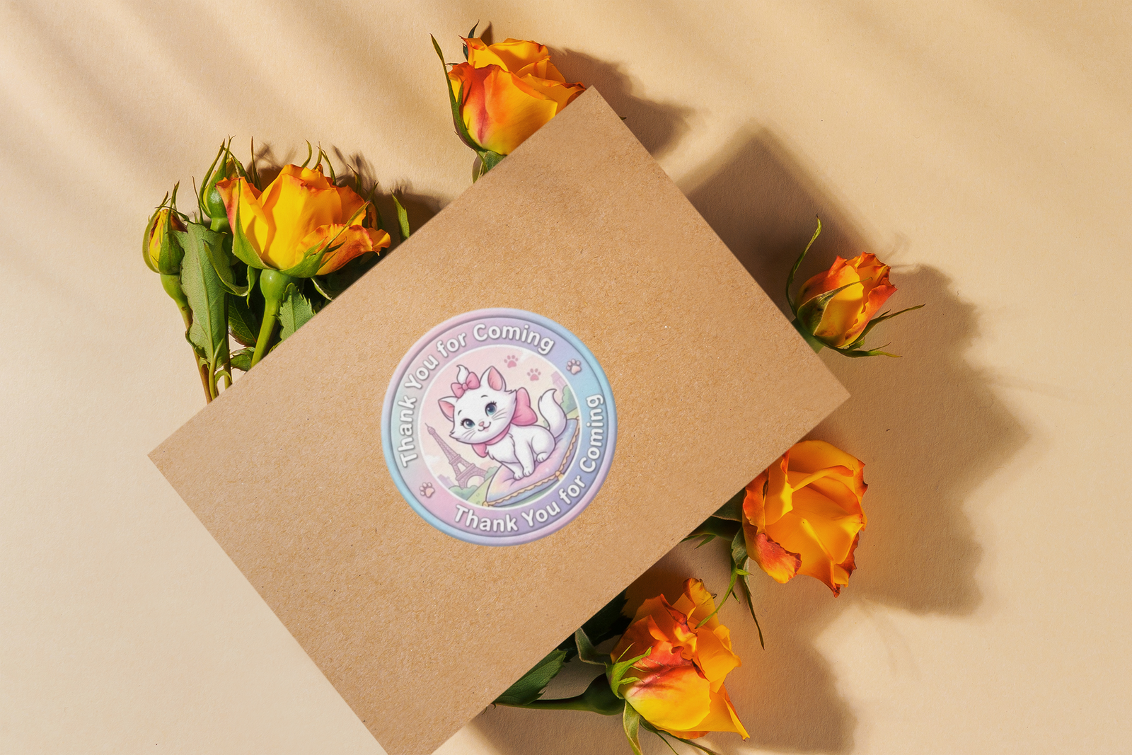 Aristocats Theme- Return Gift/birthday decor Thankyou Sticker (6 CM/Sticker/Mixcolour/24Pcs)