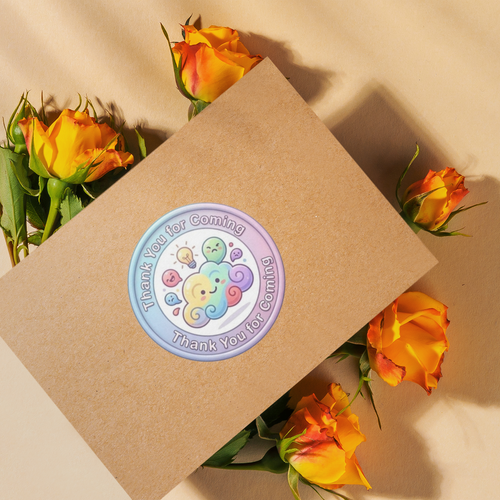 Load image into Gallery viewer, Rainbow Cloud Theme- Return Gift/birthday decor Thankyou Sticker (6 CM/Sticker/Mixcolour/24Pcs)
