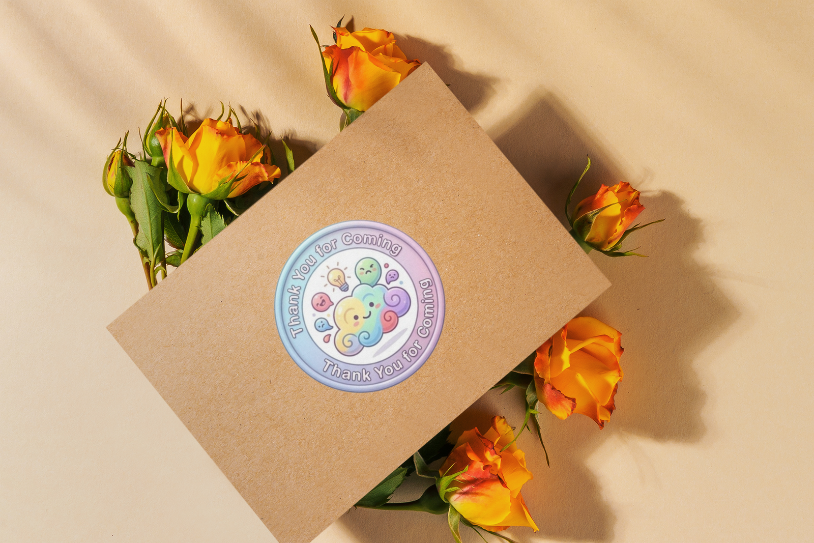 Rainbow Cloud Theme- Return Gift/birthday decor Thankyou Sticker (6 CM/Sticker/Mixcolour/24Pcs)