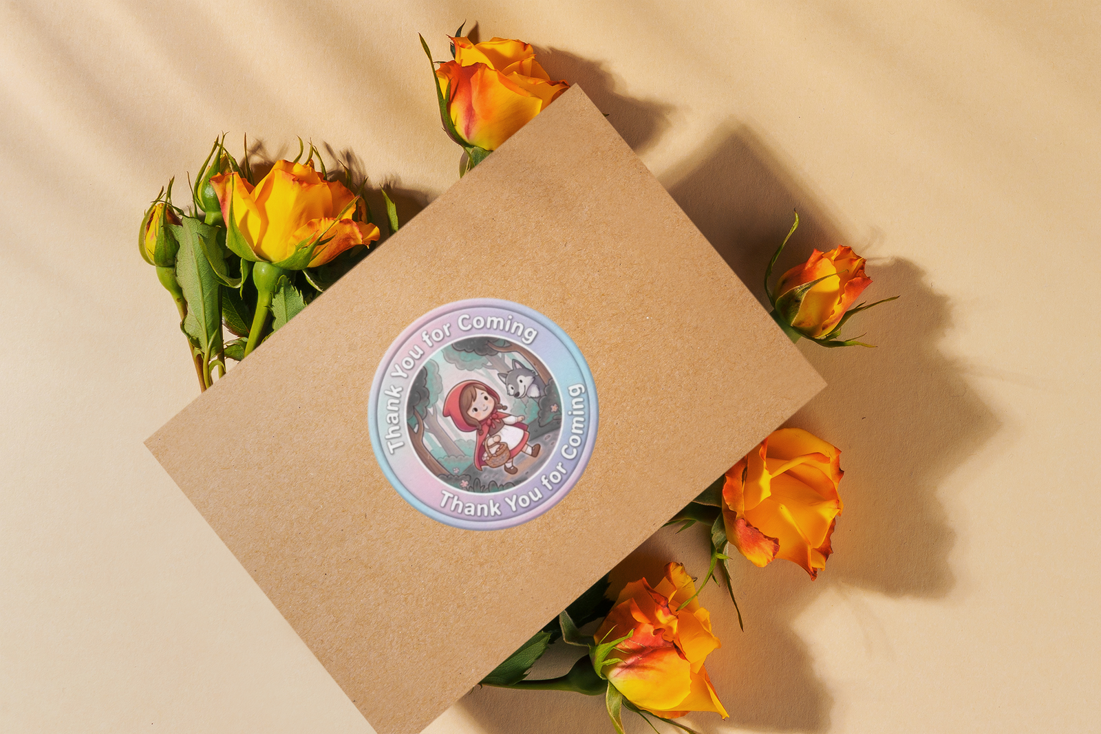 Little Red Riding Hood Theme- Return Gift/birthday decor Thankyou Sticker (6 CM/Sticker/Mixcolour/24Pcs)